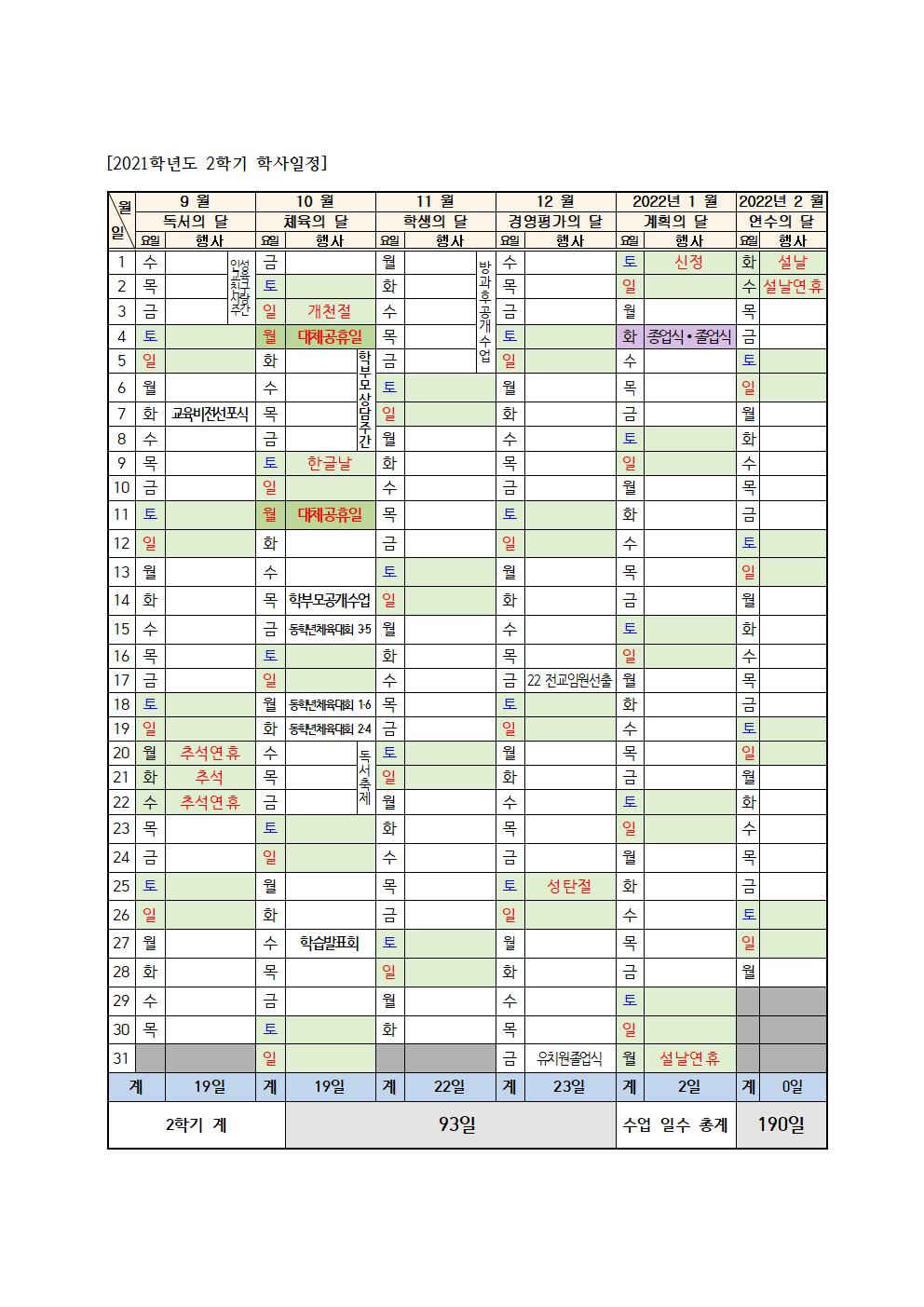 2021학년도 학사일정 4차 변경 운영 계획(안내)003